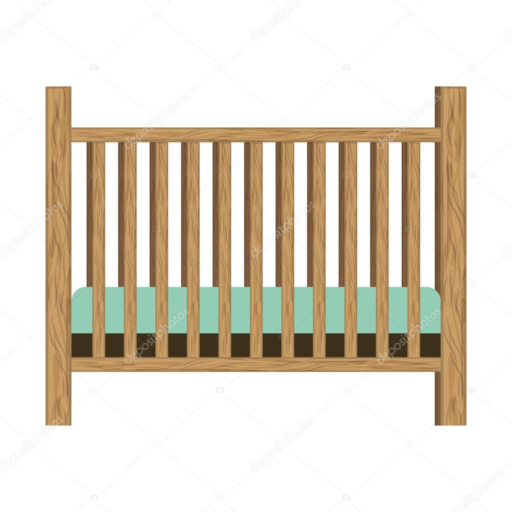 baby crib with wood railing