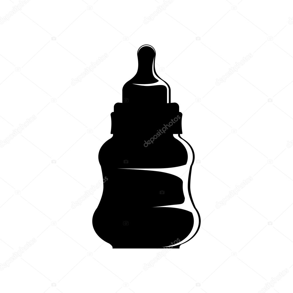 black silhouette biberon baby with pacifier