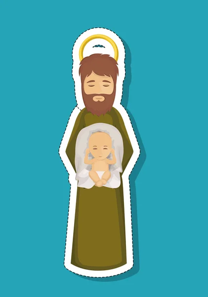 Joseph cartoon and baby jesus of holy night design — Stock Vector