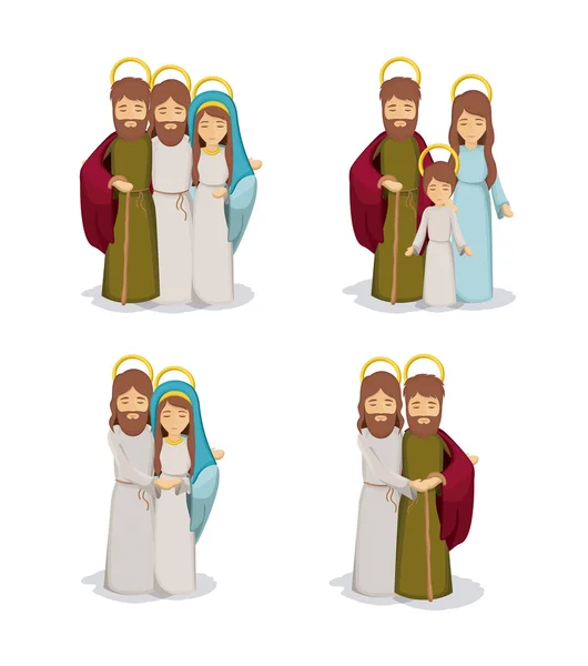 Mary joseph und jesus cartoon design — Stockvektor