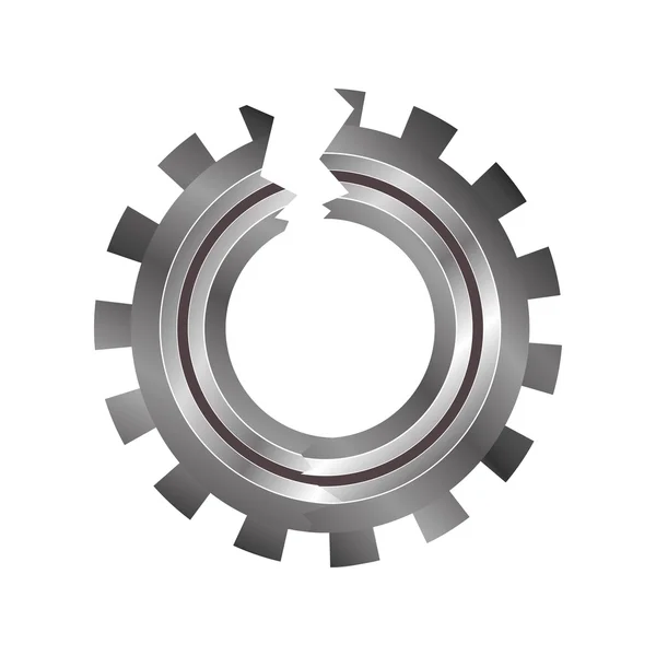 Silueta con engranaje circular roto — Vector de stock