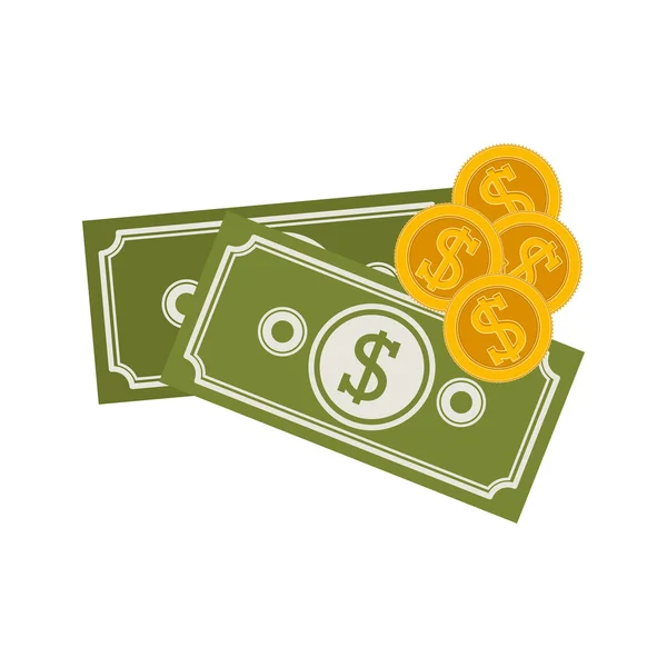 Sziluettjét a bankjegyeket és az érméket — Stock Vector
