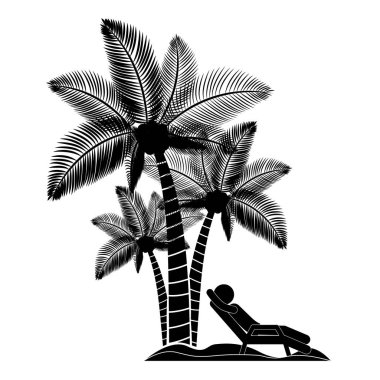 Person beach chair with palm trees vector Person beach chair with palm trees vector