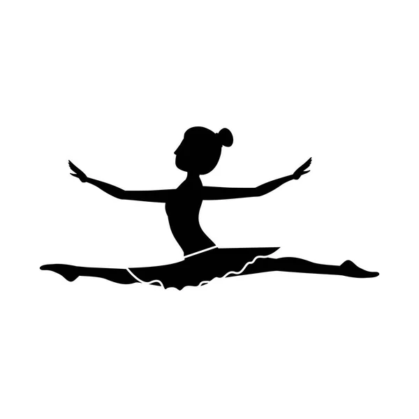 Silueta con lanza de posición de bailarina — Vector de stock
