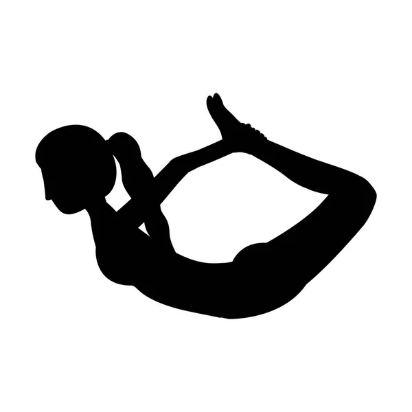 Silueta yoga mujer arco pose — Vector de stock