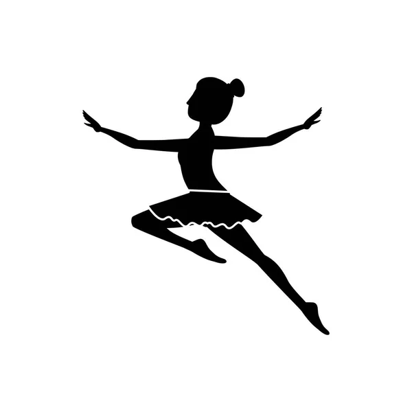 Силуэт с танцором прыжок второй арабеск — стоковый вектор