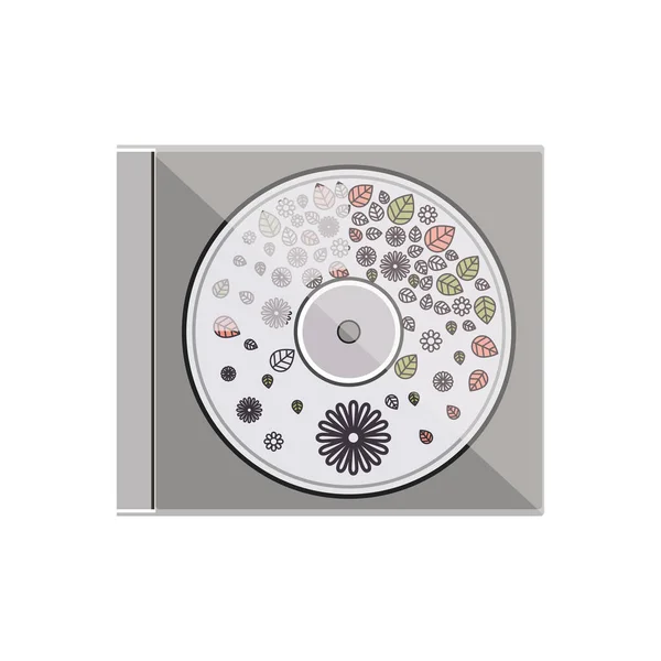 Silhouette compact disc con fiori di sfondo — Vettoriale Stock