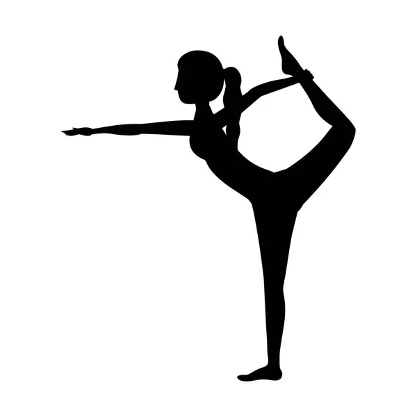 Silhouette yoga donna signore della danza posa due — Vettoriale Stock