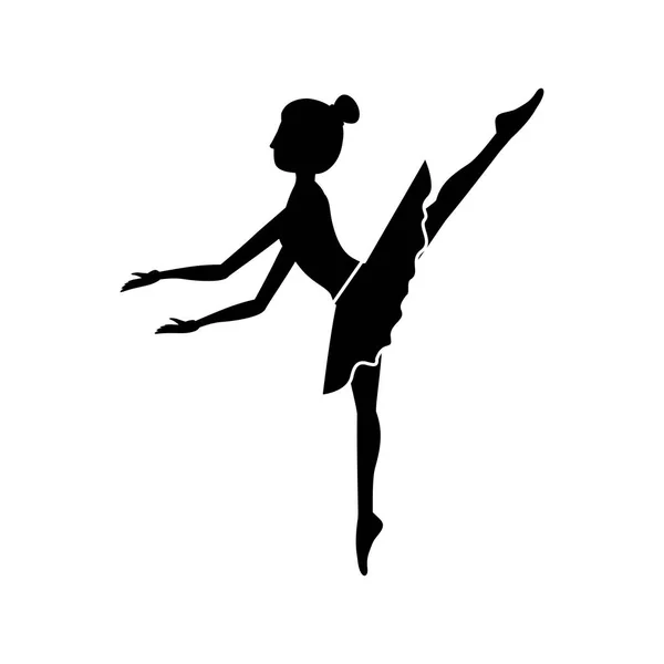 Silhouet danser pose vijfde arabesque — Stockvector