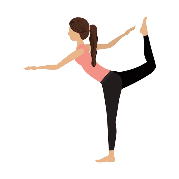 Renkli yoga kadın dans poz bir efendisi — Stok Vektör
