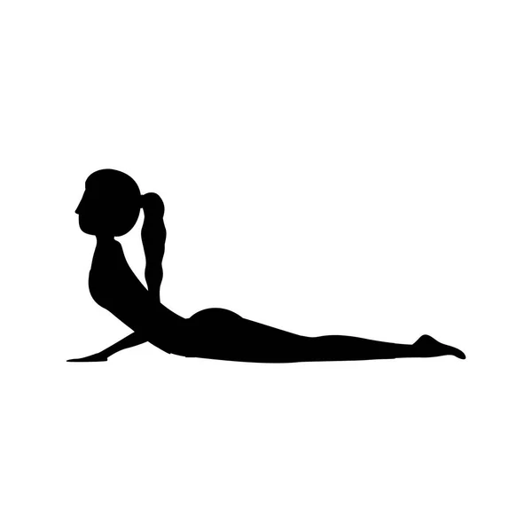Silhouette yoga woman cobra pose — Stock Vector
