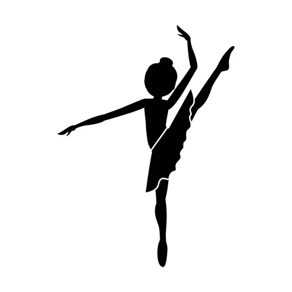 Silhouette danseuse jambe haute pose épaule à — Image vectorielle