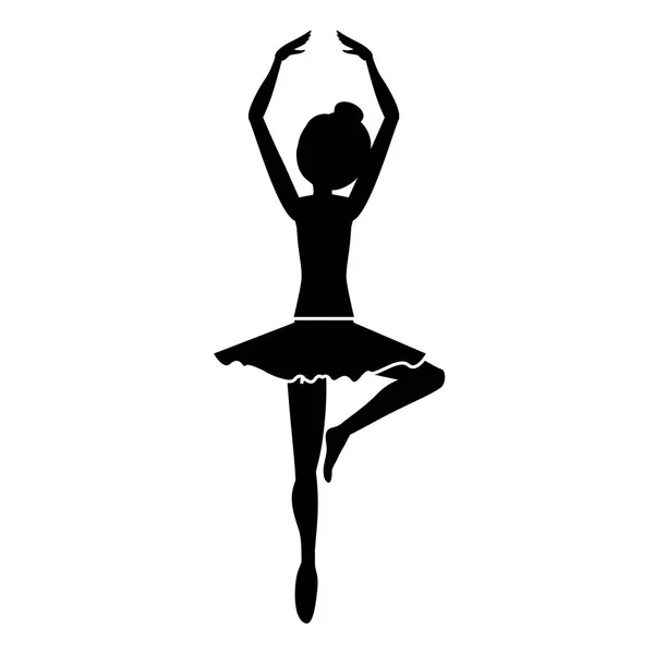 Silhouette avec pirouette danseuse cinquième position — Image vectorielle