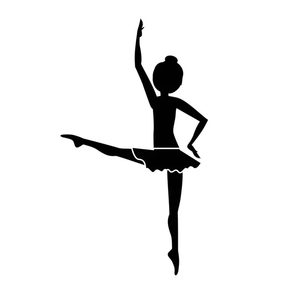 Silhouette ballerina quarta posizione sviluppata — Vettoriale Stock