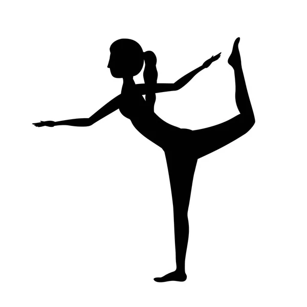 Silhouette yoga donna signore della danza posa uno — Vettoriale Stock