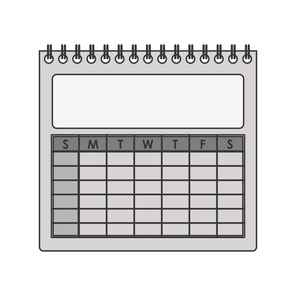 Silhouet grijstinten kalender met spiraal — Stockvector