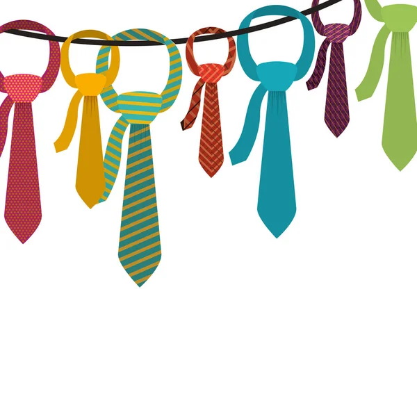 Mehrere Krawatten hängen an Wäscheleine — Stockvektor