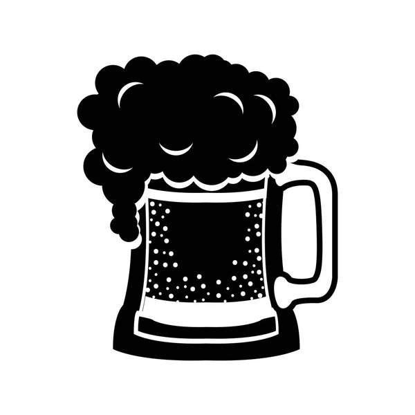 Zwarte silhouet bier mok drankje — Stockvector