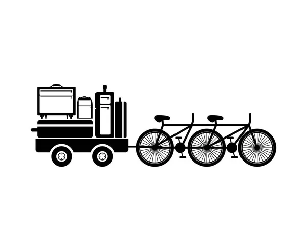 Polycycle czarna sylwetka transport bagażu — Wektor stockowy