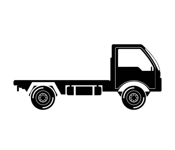 Negro silueta camión transporte con ruedas — Vector de stock