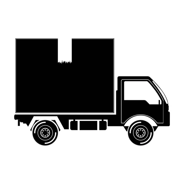 Camion de transport de silhouette noire avec fourgon — Image vectorielle
