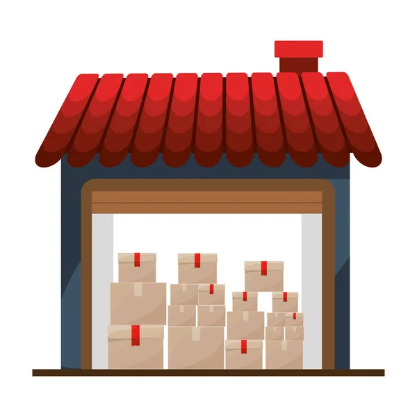 Bodega de almacenamiento con paquete múltiple — Vector de stock