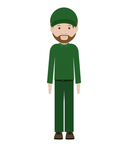 Män dispatcher med grön uniform och mössa — Stock vektor