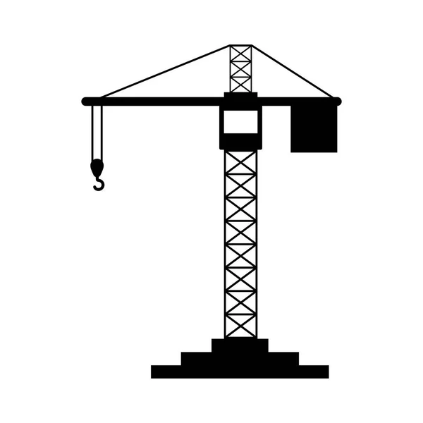 Black silhouette construction tower crane — Stock Vector