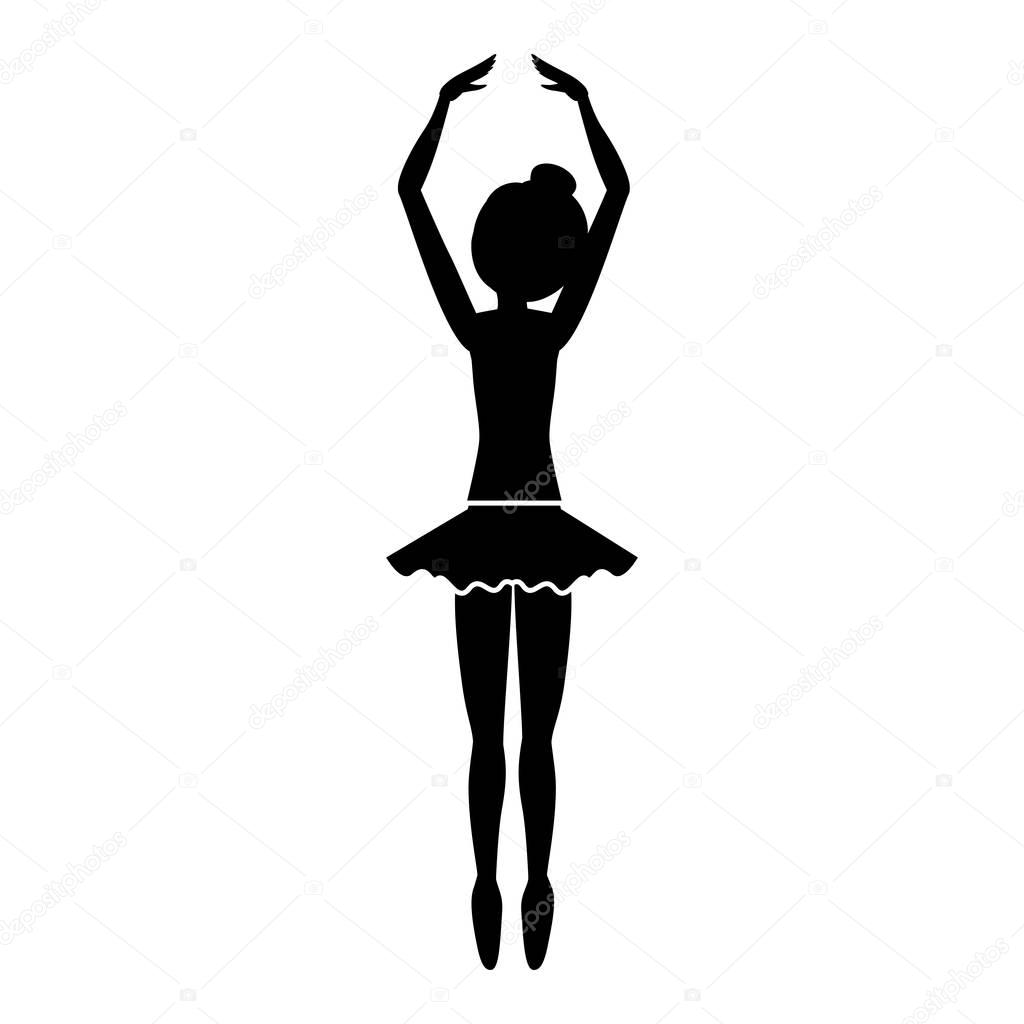silhouette with dancer fifth position tiptoes