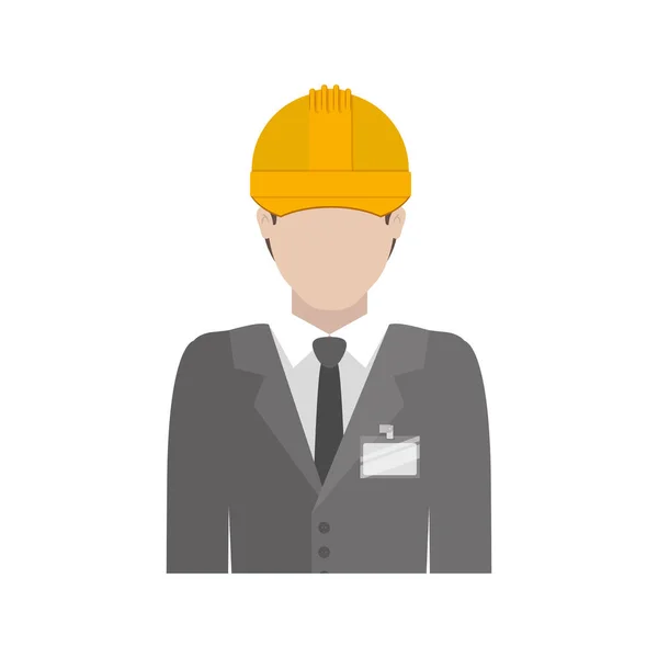 Ingeniero con traje formal y casco — Vector de stock