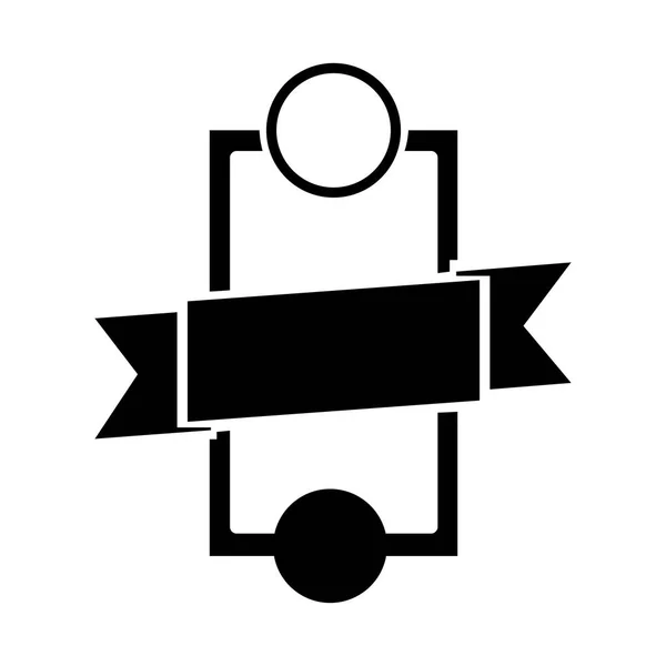 Emblema de silueta monocromo heráldico con forma de rectángulo — Vector de stock