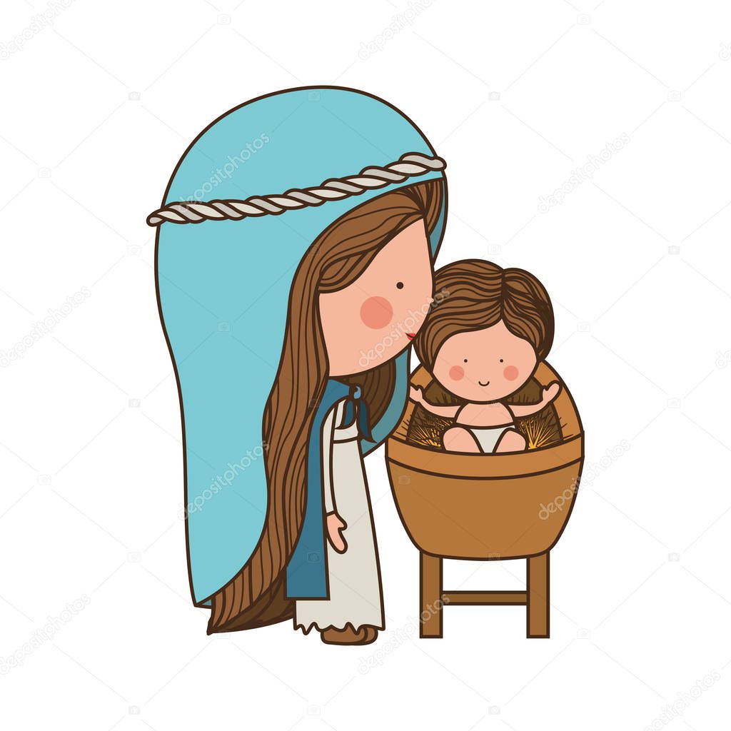 Mary And Jesus Cartoon Design Stock Illustration Download Image