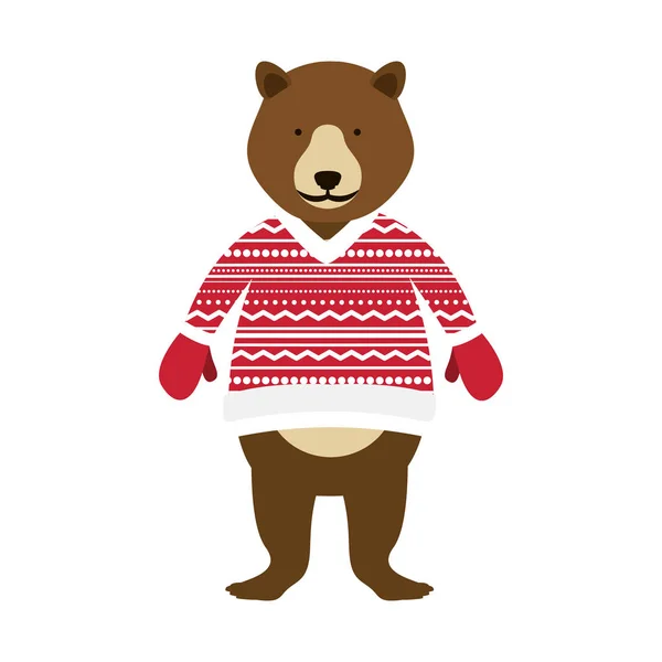 Natal urso desenhos animados — Vetor de Stock