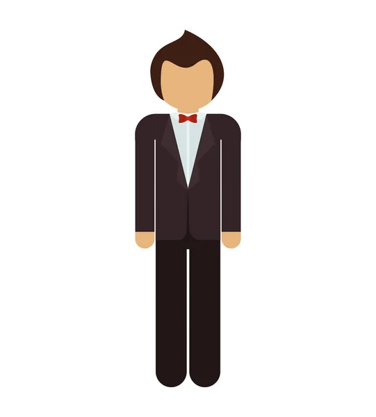 Silhouette man with formal suit and bowtie — Stock Vector