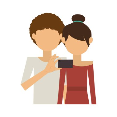 Çift ve kıvırcık adam yarım vücut almak selfie