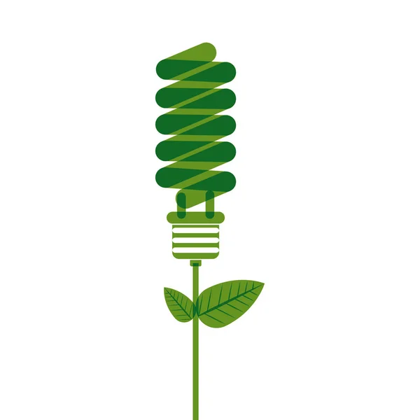 植物の茎と葉を持つ電球蛍光 — ストックベクタ