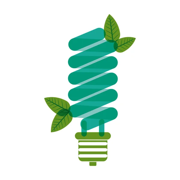 葉の緑の電球と蛍光灯 — ストックベクタ