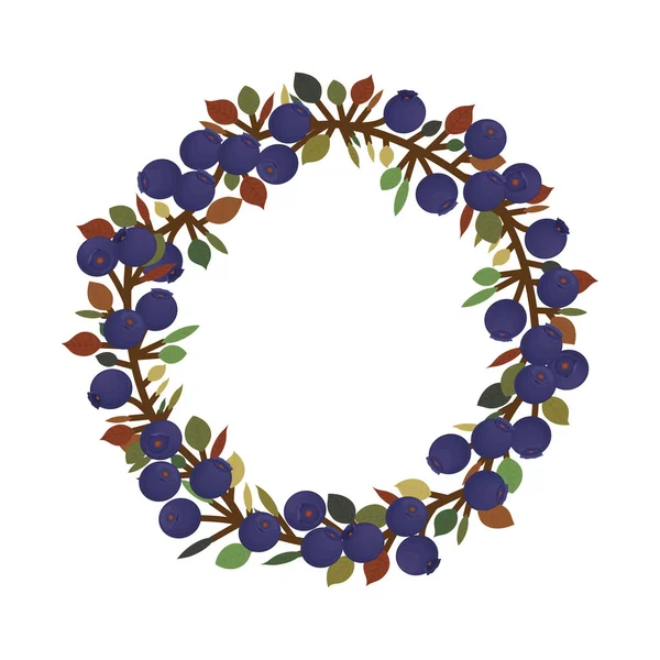 Contour de la couronne avec branche de bleuets — Image vectorielle