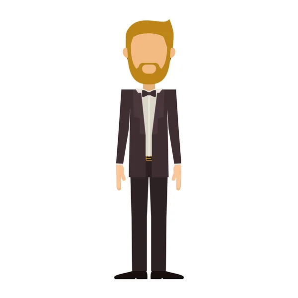 Homme en costume avec barbe sans visage — Image vectorielle