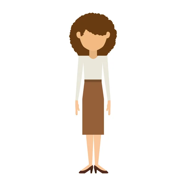 Woman with skirt and curly hair — Stock Vector