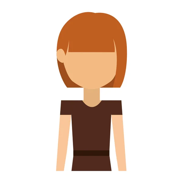 Demi corps femme avec robe et cheveux courts rousse — Image vectorielle