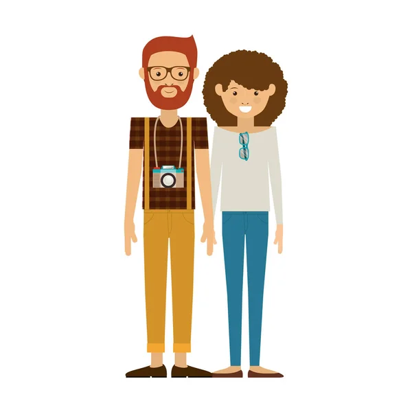 Icône de couple hipster — Image vectorielle