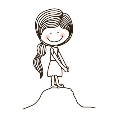 Kız bir dağ silueti