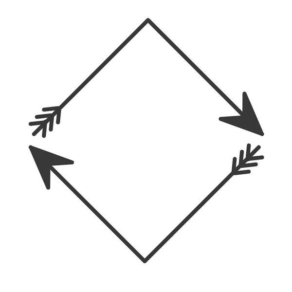 Silhouette mit zwei Pfeilen in quadratischer Form — Stockvektor