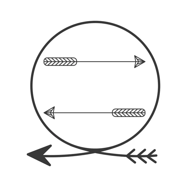 内部の矢印と図形サークル内のシルエットの矢印 — ストックベクタ