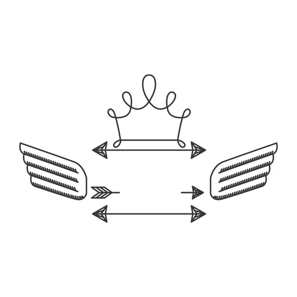 Силуэт с геральдическим символом короны и стрелами — стоковый вектор