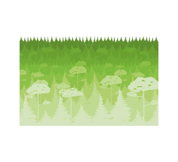 Színes táj dombokkal természetes erdő — Stock Vector