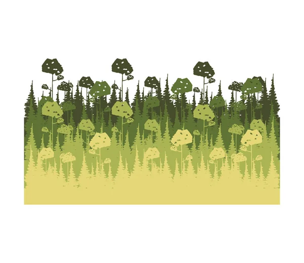 Paysage coloré avec de grands arbres de jungle — Image vectorielle