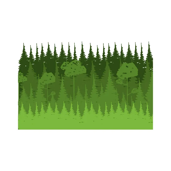 Paisaje lanscape colorido con pinos naturales — Vector de stock