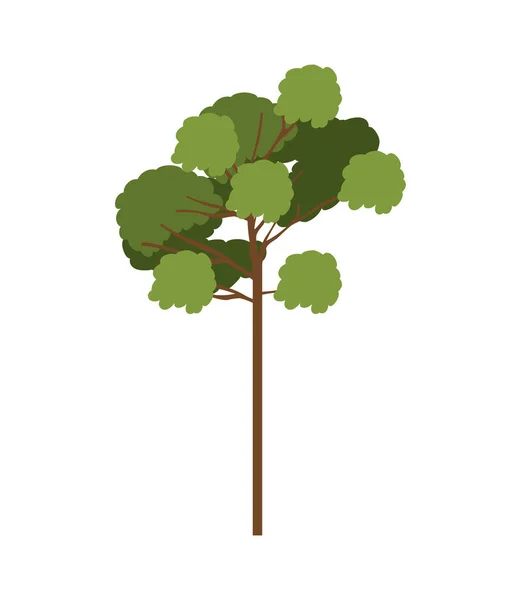 Silhouettenbaum mit grünen Zweigen Modell sechs — Stockvektor